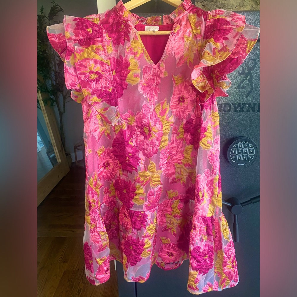 Entro pink and gold floral dress